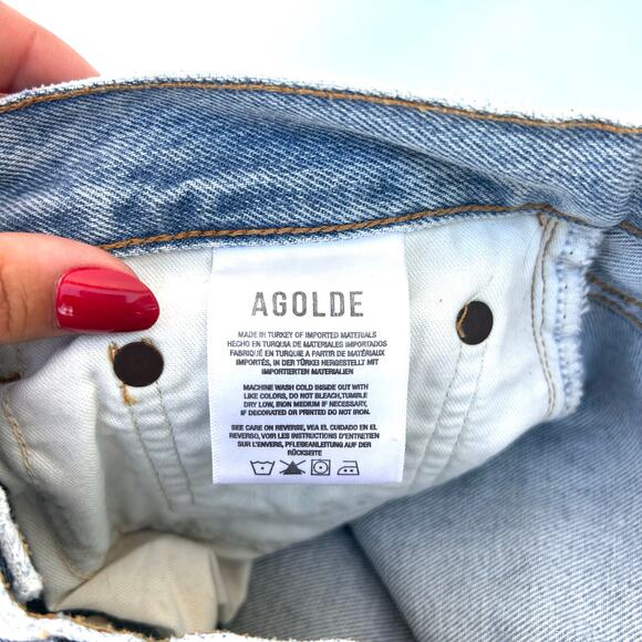 Agolde Riley High Rise Straight Crop Jeans Dimension Light Wash Pants 28 Button - Picture 8 of 10